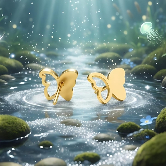 🆕️Glamorous 18K Gold-Plated Butterfly Stud Earrings Minimalistic Fashion Style - Picture 6 of 12